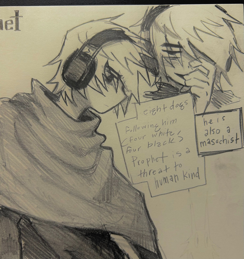 I started drawing Prophet with this poncho-like cloak, instead of the cape-scarf thing. It just looks more visually appealing to me, and does not disrupt the low-cut collar shirt he wears underneath.